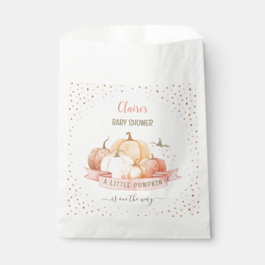 小さなかぼちゃが途中の女の子の赤ちゃんシャワー フェイバーバッグ (正面)