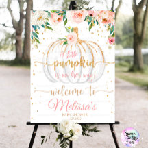 小さなかぼちゃが途中の赤ちゃんシャワーのサインGir