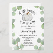 小さなかぼちゃが道に出ている、秋の赤ちゃんシャワー。 招待状 (正面/裏面)