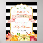 小さなかぼちゃが道に出ている |赤ちゃんシャワーのサイン ポスター (正面)