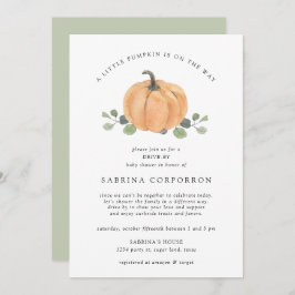 小さなかぼちゃが道に迷い込む水彩画 招待状