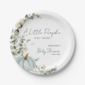 小さなかぼちゃが青い赤ちゃんシャワーに行く ペーパープレート (正面)