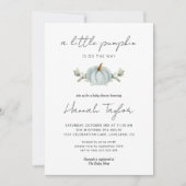 小さなかぼちゃが青い赤ちゃんシャワーに行く 招待状 (正面)