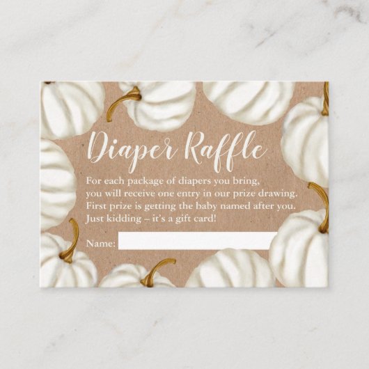 小さなかぼちゃくちゃおむつラッフル赤ちゃんシャワー エンクロージャーカード (正面)