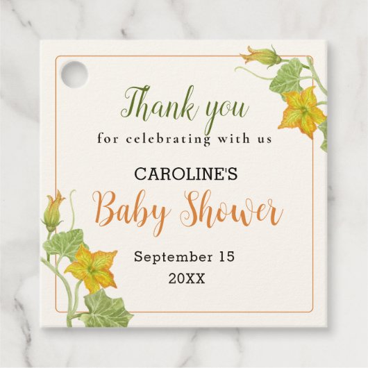 小さなかぼちゃつる植物柄 フェイバータグ (正面)