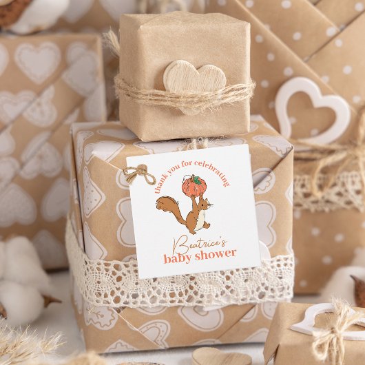 小さなかぼちゃとリスの赤ちゃんシャワー フェイバータグ