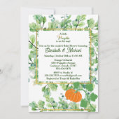 小さなかぼちゃのカップル赤ちゃんシャワー紅葉 招待状 (正面)