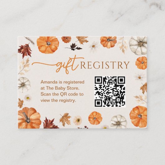 小さなかぼちゃのギフト登録エンクロージャカード エンクロージャーカード (正面)