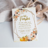 小さなかぼちゃのゴールド ブラッシュ フラワーベビーシャワー 招待状