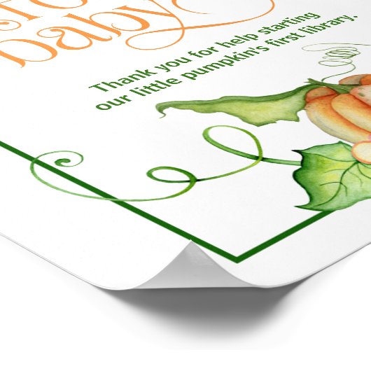 小さなかぼちゃのシャワー本ベビーテーブルの看板 ポスター (角)