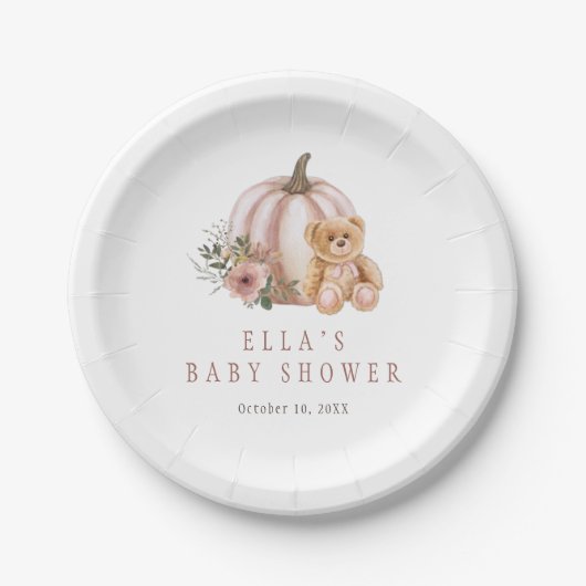 小さなかぼちゃのテディベア ペーパープレート (正面)