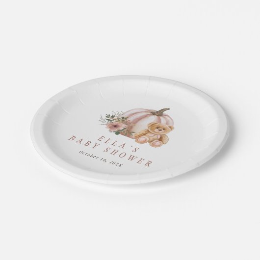 小さなかぼちゃのテディベア ペーパープレート (アングル)