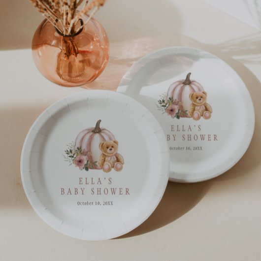小さなかぼちゃのテディベア ペーパープレート