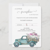 小さなかぼちゃのトラック・ドット柄ベビーシャワー 招待状 (正面)