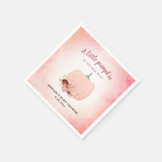 小さなかぼちゃのバラ金ゴールド赤ちゃんシャワー スタンダードカクテルナプキン (角)