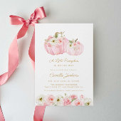 小さなかぼちゃのピンクの女の子の赤ちゃんシャワー 招待状