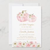 小さなかぼちゃのピンクの女の子の赤ちゃんシャワー 招待状 (正面)