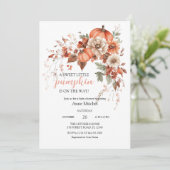 小さなかぼちゃのピンクの蝶結び ベビーシャワー招待状 招待状 (スタンド正面)