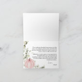 小さなかぼちゃのピンクの赤ちゃんシャワー サンキューカード (内部)