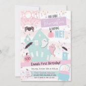 小さなかぼちゃのファーストバースデーハロウィンパステル 招待状 (正面)