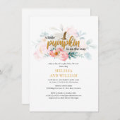 小さなかぼちゃのフローラカップル赤ちゃんシャワー 招待状 (正面/裏面)