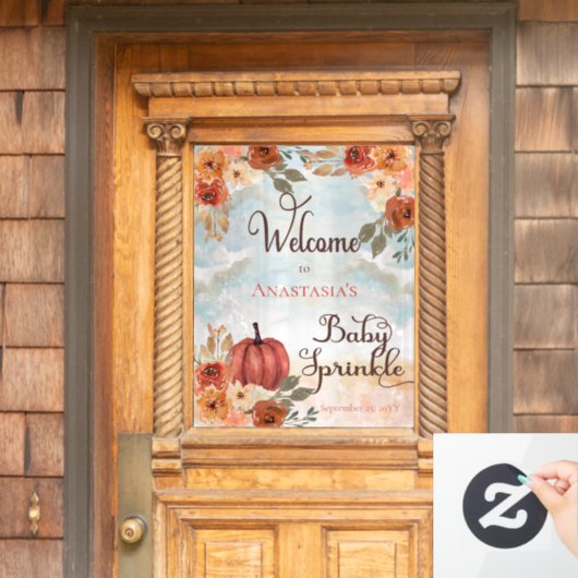 小さなかぼちゃのフローラガールベビースプリングウェルカム ウィンドウサイン (ホームデコレーション)