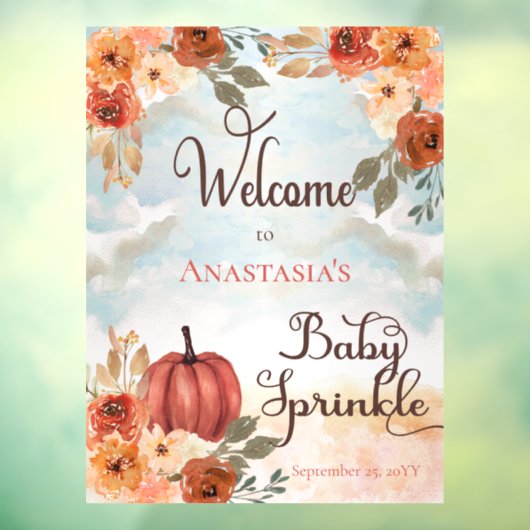 小さなかぼちゃのフローラガールベビースプリングウェルカム ウィンドウサイン (シート3)