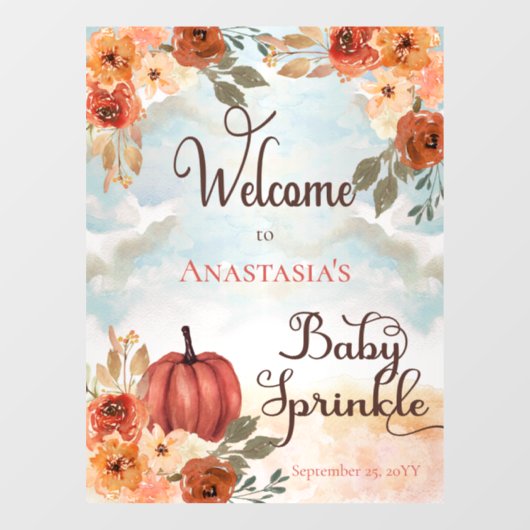 小さなかぼちゃのフローラガールベビースプリングウェルカム ウィンドウサイン (シート)