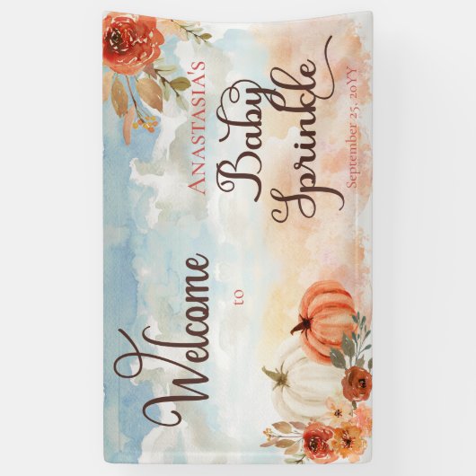 小さなかぼちゃのフローラガールベビースプリングウェルカム 横断幕 (縦)