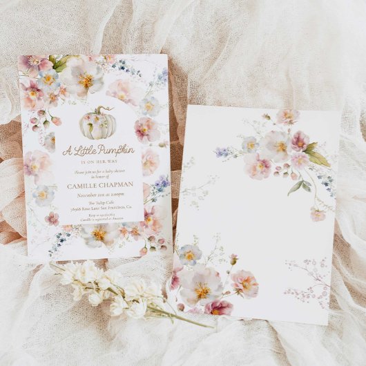 小さなかぼちゃのフローラ女の子のシャワー 招待状
