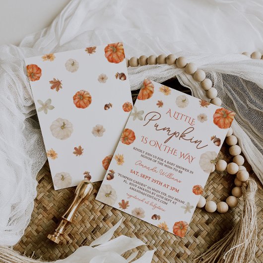 小さなかぼちゃのフローラ秋の秋赤ちゃんシャワー 招待状