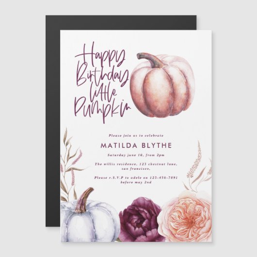 小さなかぼちゃのフローラ秋紫の桃の誕生日 (正面/裏面)