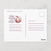 小さなかぼちゃのフローラ秋紫の桃の誕生日 ポストカード (裏面)