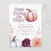 小さなかぼちゃのフローラ秋紫の桃の誕生日 ポストカード (正面)