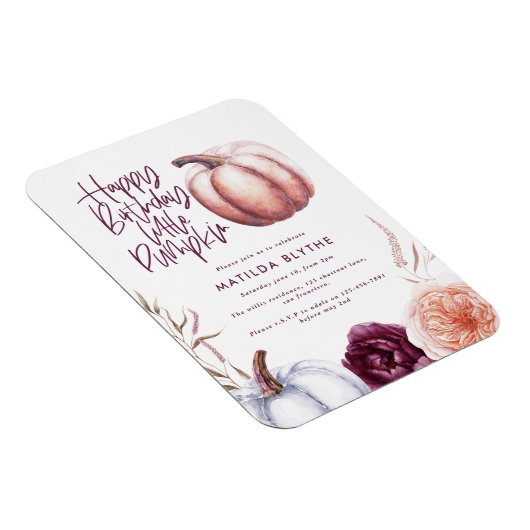 小さなかぼちゃのフローラ秋紫の桃の誕生日 マグネット (右側)