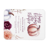 小さなかぼちゃのフローラ秋紫の桃の誕生日 マグネット (横)