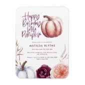 小さなかぼちゃのフローラ秋紫の桃の誕生日 マグネット (縦)