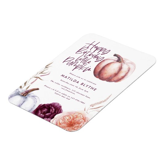 小さなかぼちゃのフローラ秋紫の桃の誕生日 マグネット (左側)