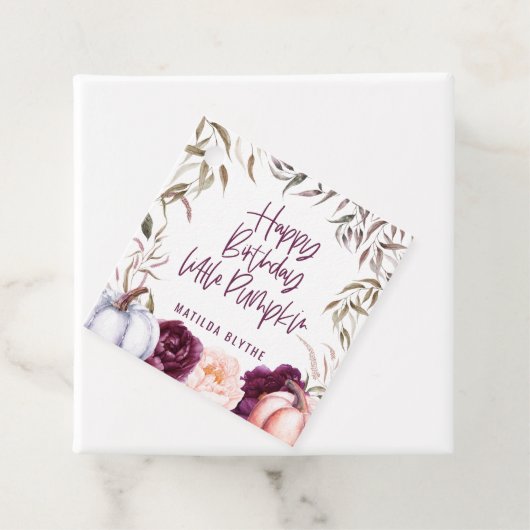 小さなかぼちゃのフローラ秋誕生日パーティー フェイバータグ (インサイチュ)