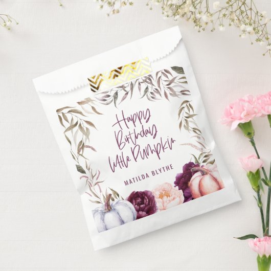 小さなかぼちゃのフローラ秋誕生日パーティー フェイバーバッグ (封をした状態)