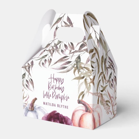 小さなかぼちゃのフローラ秋誕生日パーティー フェイバーボックス (正面サイド)