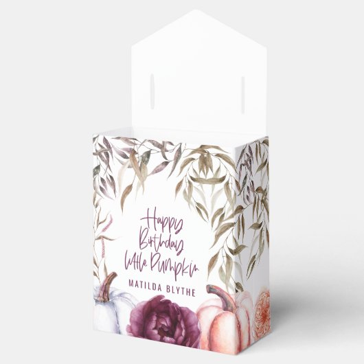 小さなかぼちゃのフローラ秋誕生日パーティー フェイバーボックス (オープン)