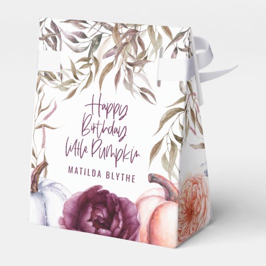 小さなかぼちゃのフローラ秋誕生日パーティー フェイバーボックス (裏面サイド)