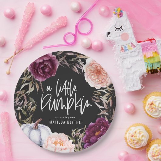 小さなかぼちゃのフローラ秋誕生日パーティー ペーパープレート (パーティー)