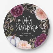 小さなかぼちゃのフローラ秋誕生日パーティー ペーパープレート (正面)