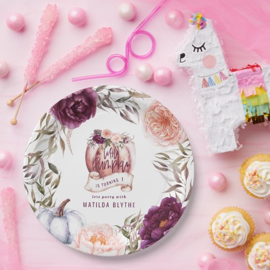 小さなかぼちゃのフローラ秋1st誕生日パーティー ペーパープレート (パーティー)