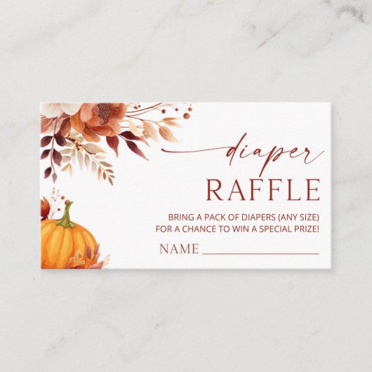 小さなかぼちゃのフローラ赤ちゃんシャワーおむつラッフル エンクロージャーカード (正面)