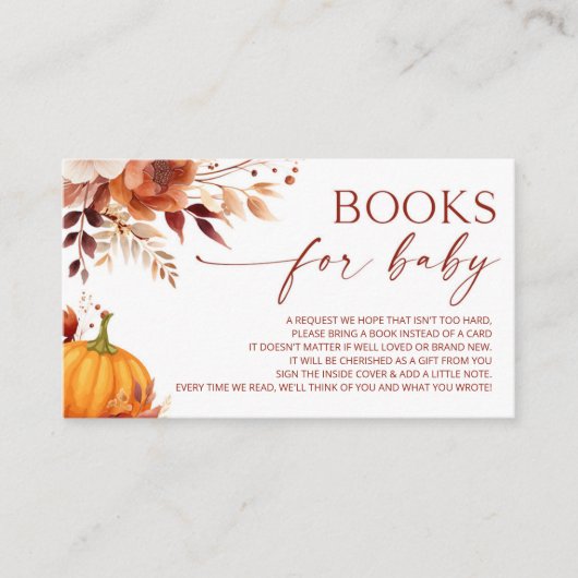 小さなかぼちゃのフローラ赤ちゃんシャワー本ベビー エンクロージャーカード (正面)