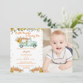 小さなかぼちゃのブルートラックファースト誕生日 招待状 (スタンド正面)