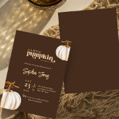 小さなかぼちゃのベイビーシャワー ダークブラウン 秋 招待状